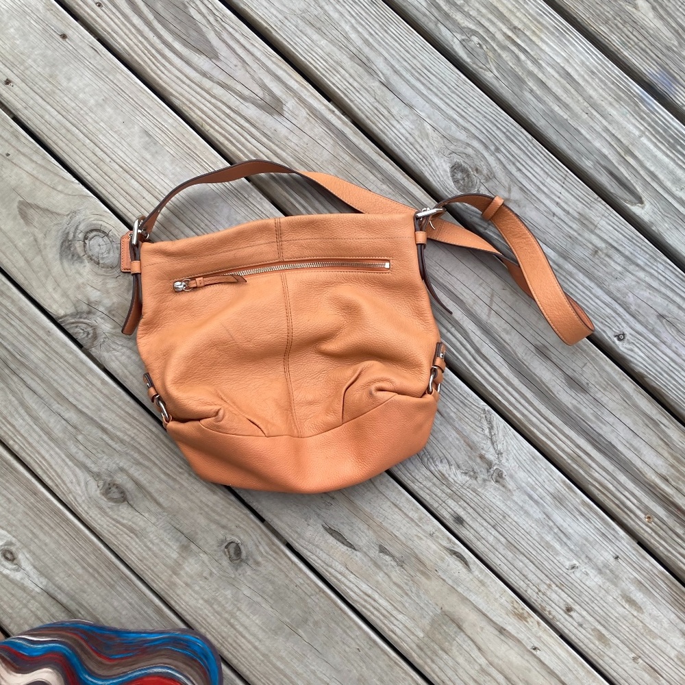Genuine leather orange coach crossbody bag